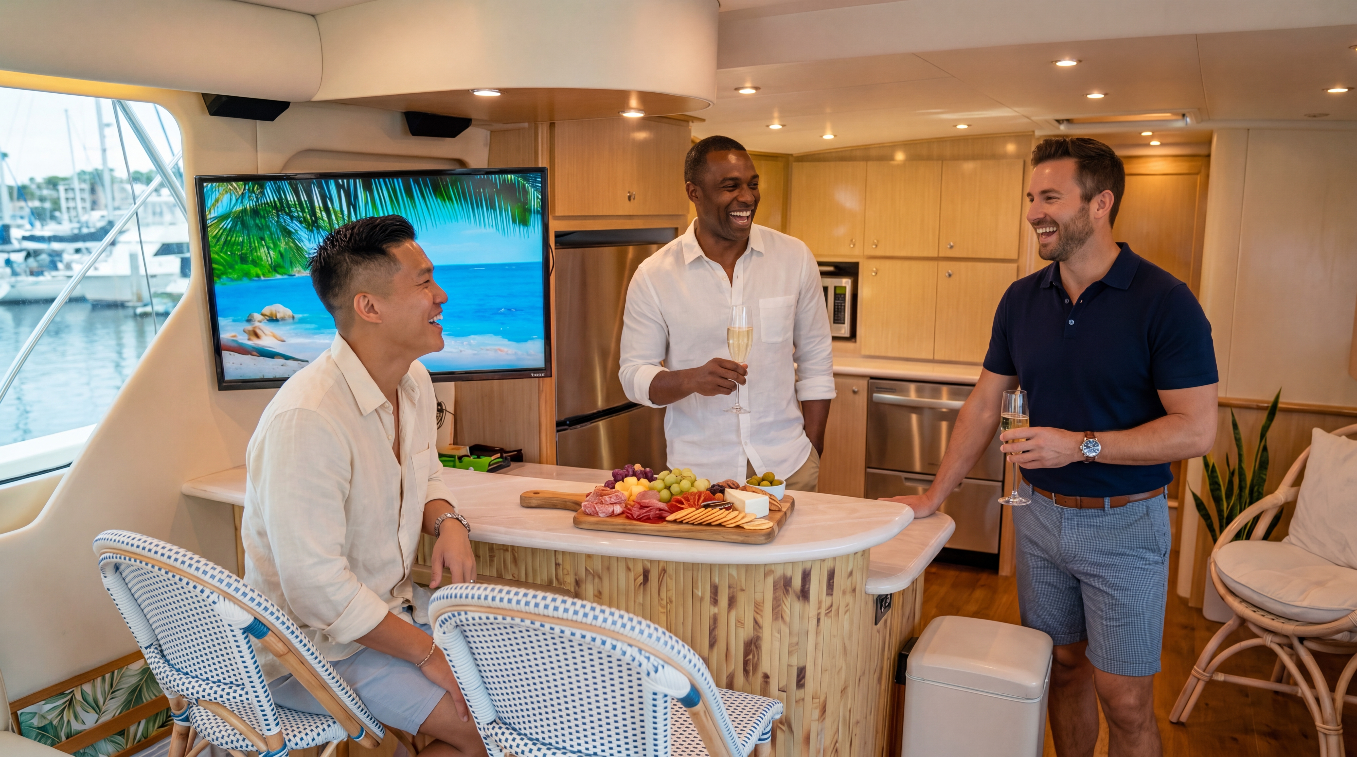 Island Club members at the breakfast bar